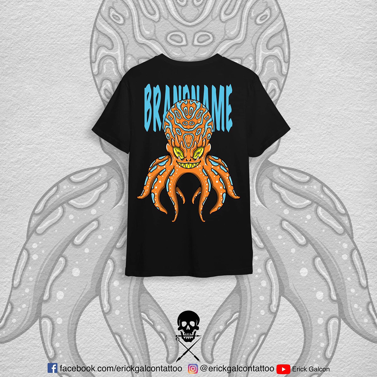 octopus t-shirt Tshirt Design Clothing apparel streetwear fashion design ILLUSTRATION  Digital Art  Graphic Designer