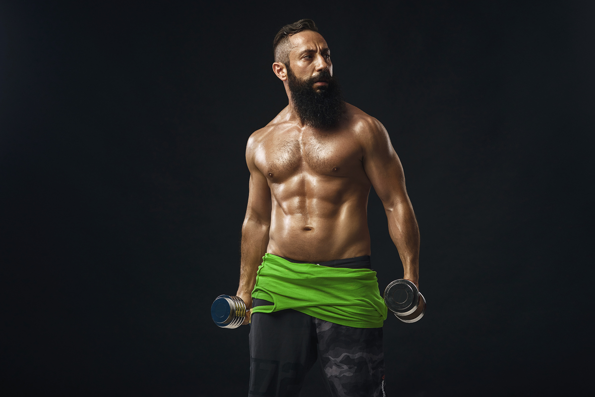 fitness strong man male sport BodyBuilding gym FIT beard black green