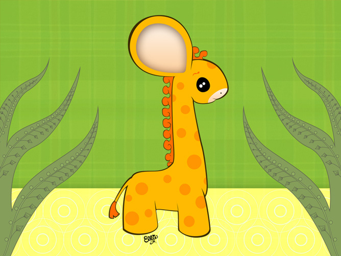 Cartoon Art of a Cute, Funny Giraffe by Ellie