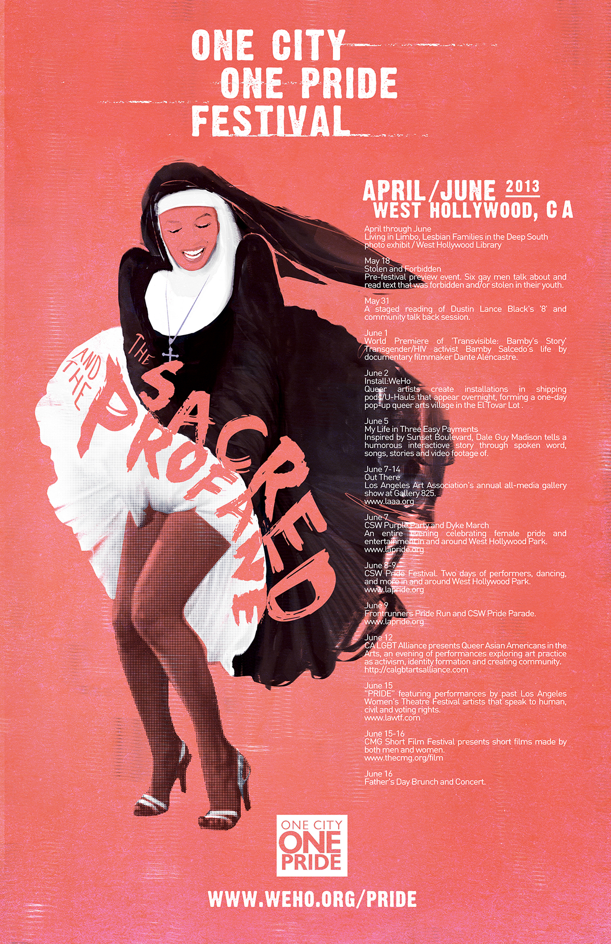 onecityonepride west hollywood LGBT june  festival poster sacred profaned Marilyn Monroe nun elisa baldissera letaz eb