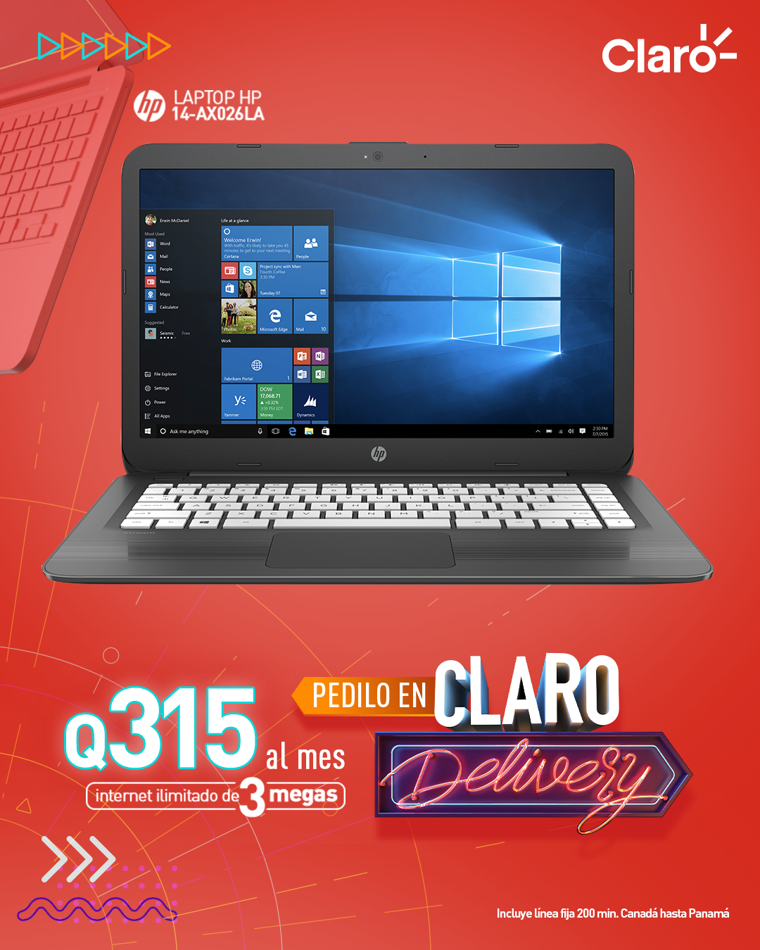 claro delivery Laptop phone red switch