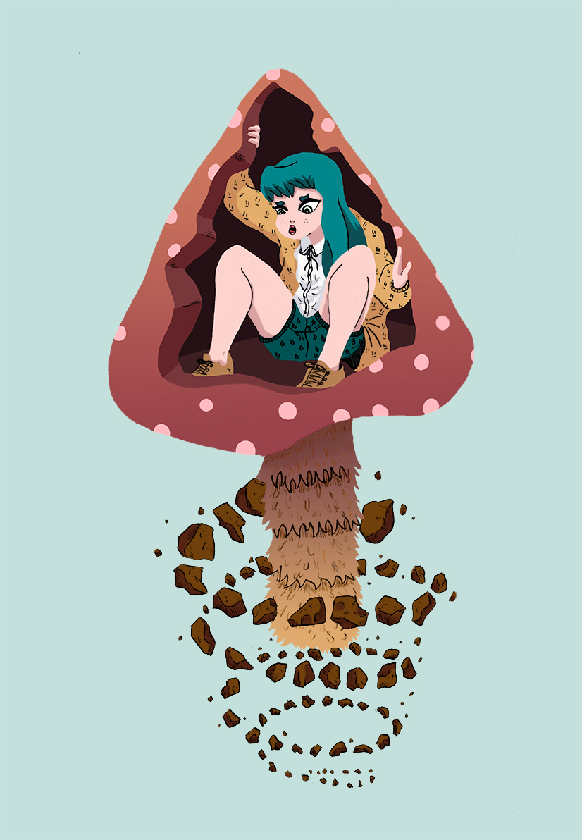 girl mushroom dibujo pencil digital
