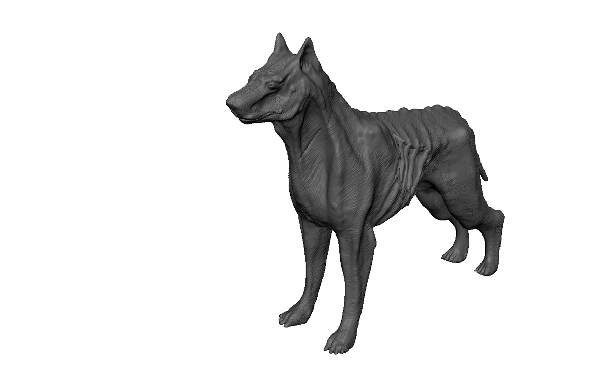 digital sculpt  creature sculpt raptor zombie dog