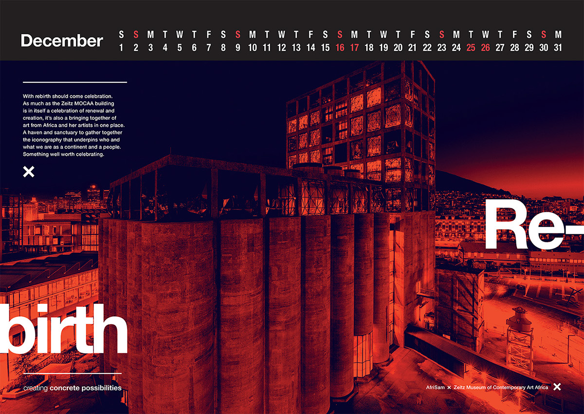 calendar print color Duotone details zeitz cape town Corporate Stationary afrisam