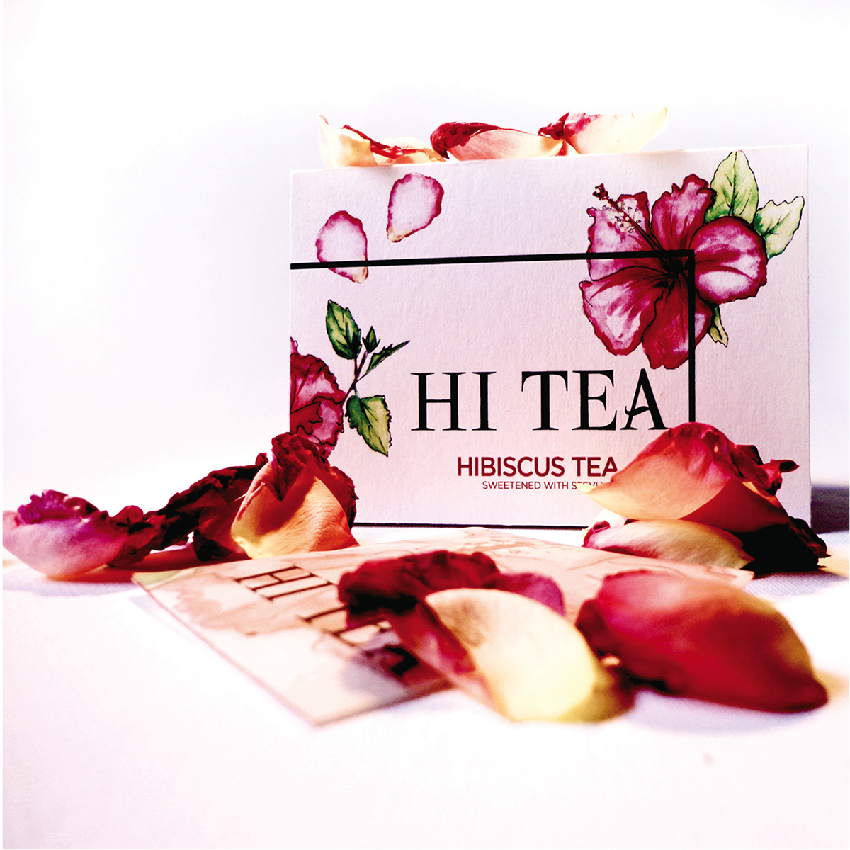 Hi Tea Hibiscus Tea Tea Packaging hibiscus Pink and Red design packaging design teabags petals Flowers