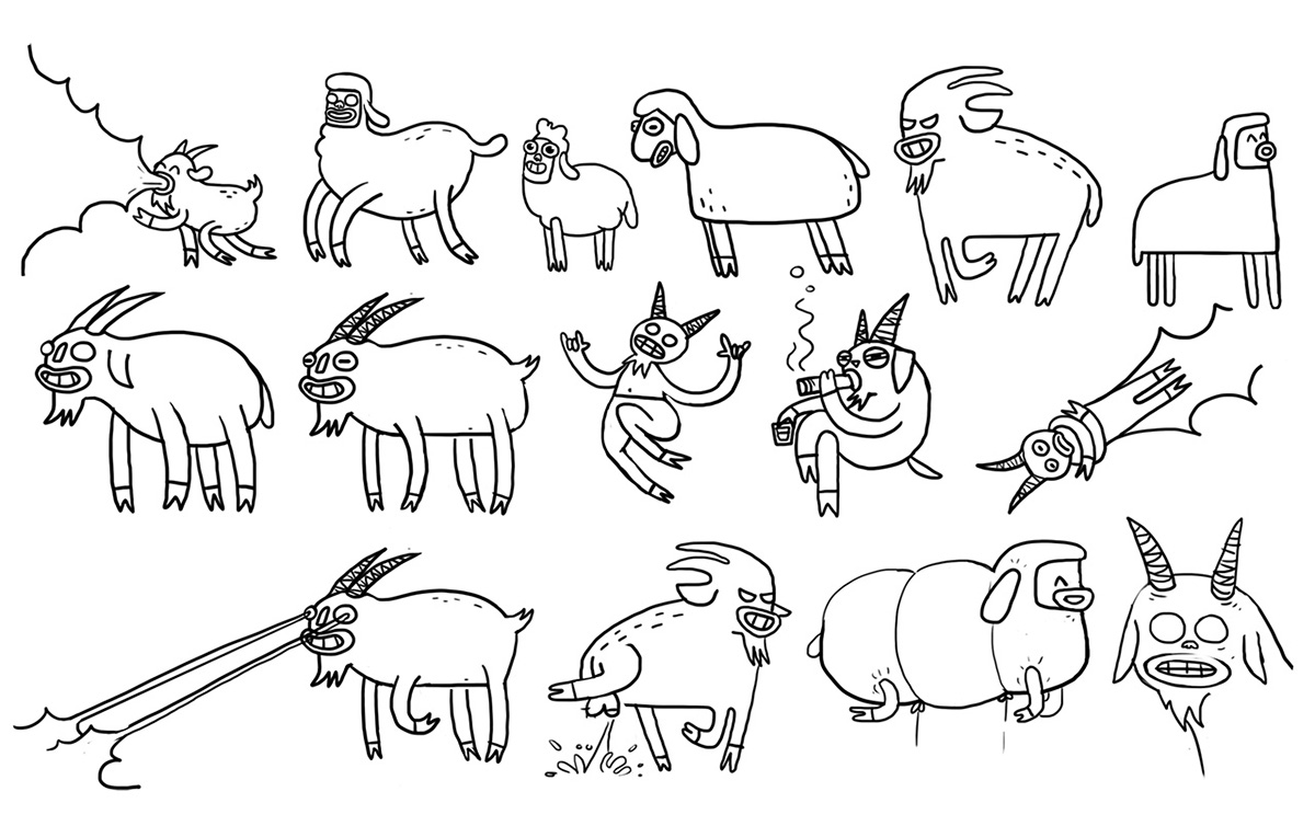 goat china new year characters city invasion buildings crazy yellow skyline shanghai Cel Animation traditional animation sheep