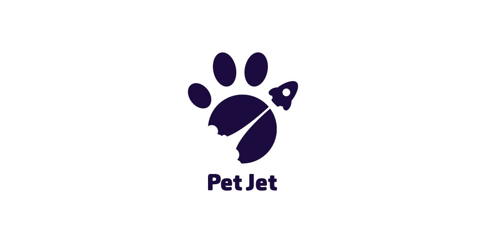 logo Pet Jet air animal dog Fly rocket delivery Logotype goods