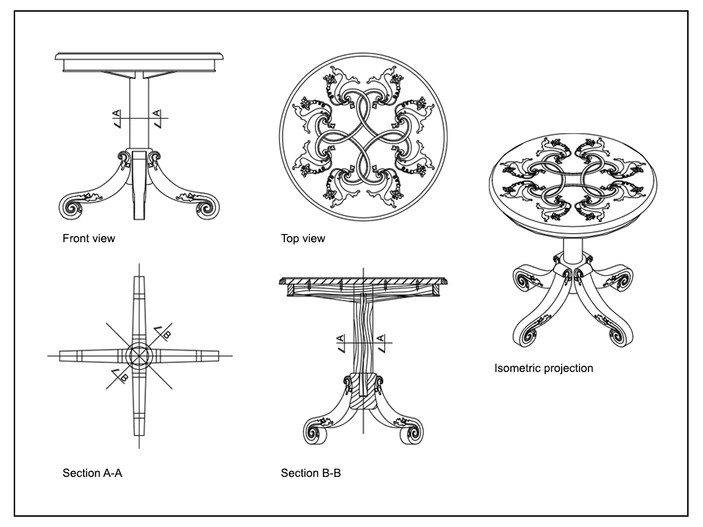 table stylised furniture wood inlaid