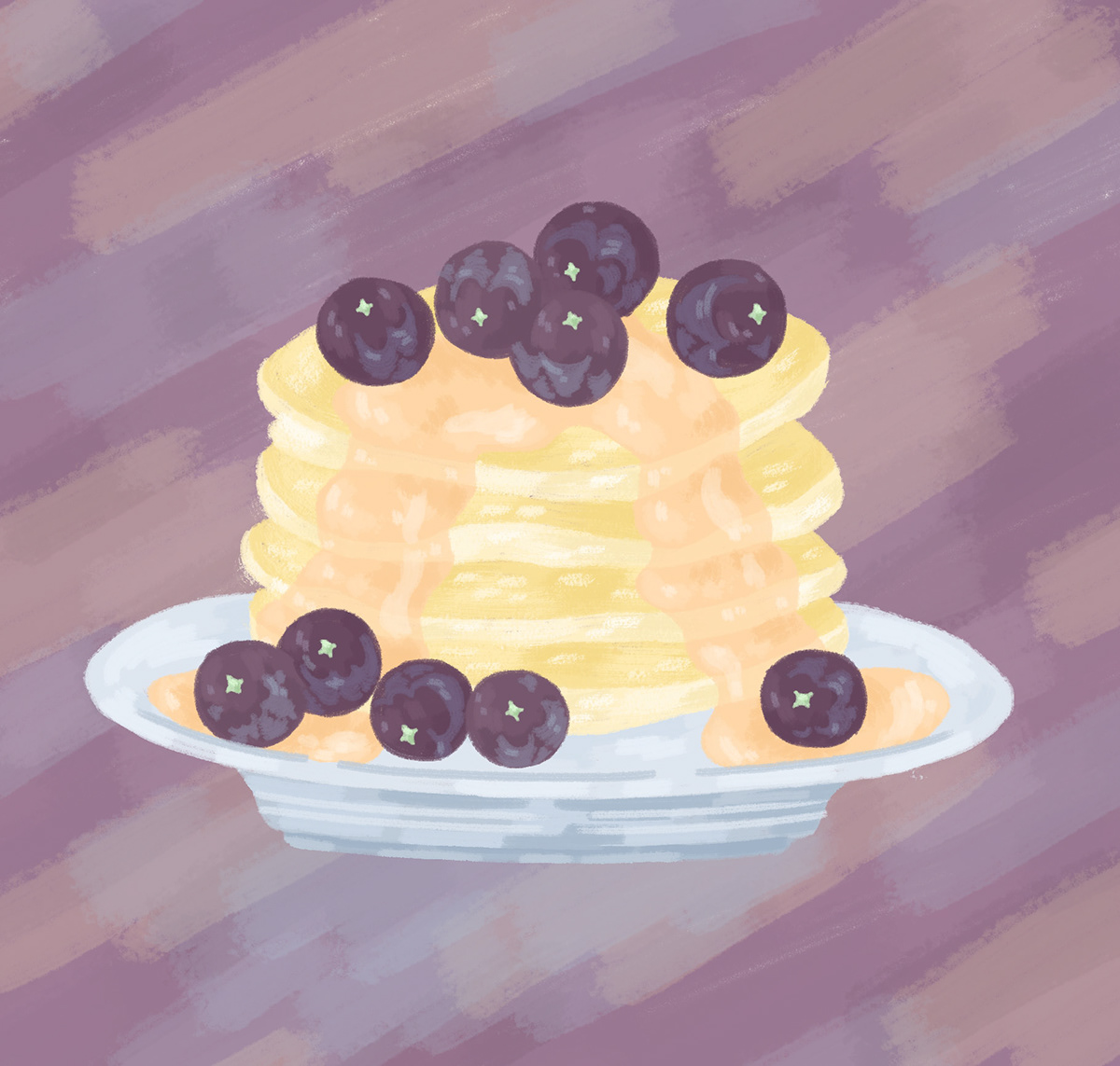 Food  digital illustration texture pattern editoral bright colour cocktail icecream pancakes