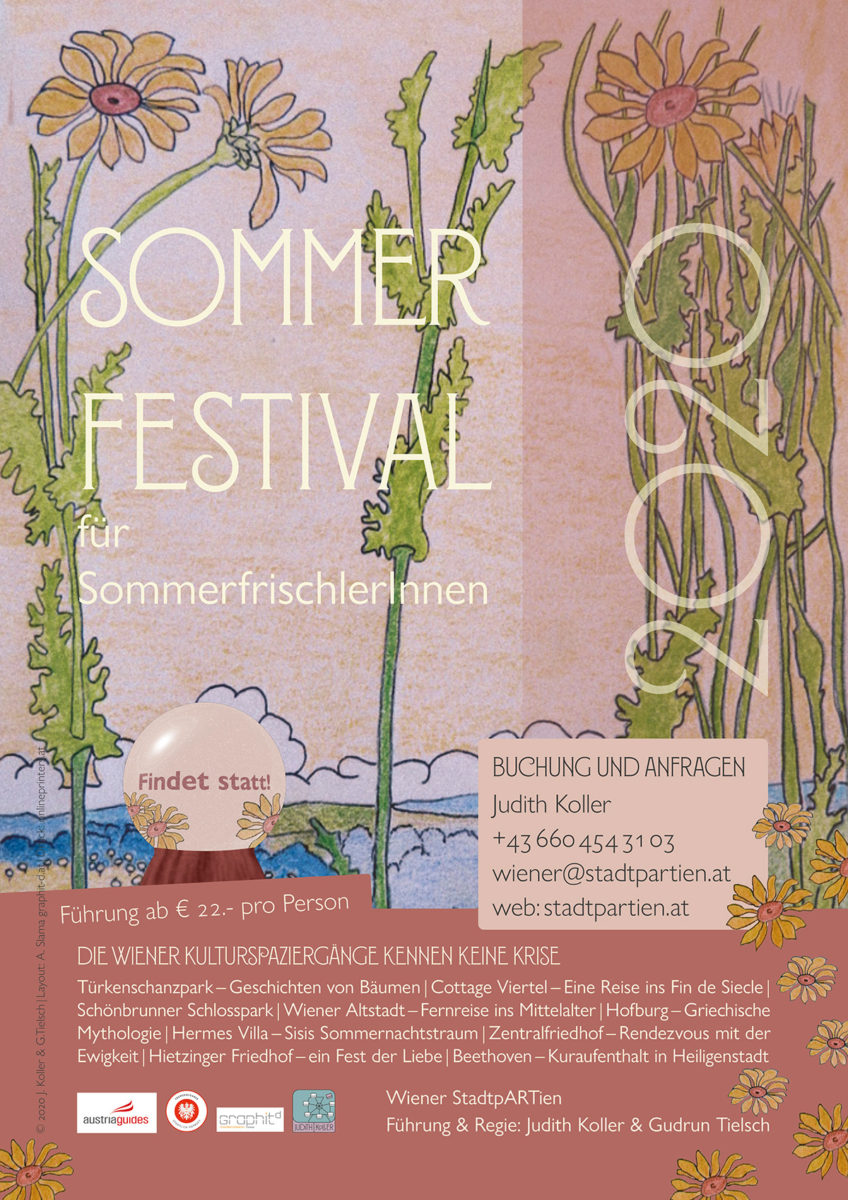 Das Plakat für StadtpARTien – Festival der Kulturspaziergänge​​​​​​​​​​​, Sommer 2020