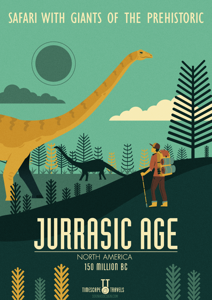 time travel Space  Ancient time minimal posters Dinosaur