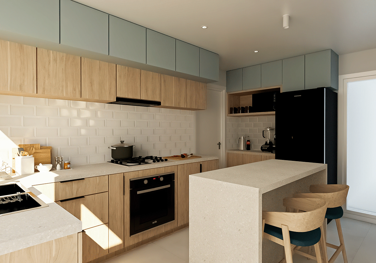 kitchen design vray render interior design  architecture archviz Render cocina Diseño de Interiores Interiorismo