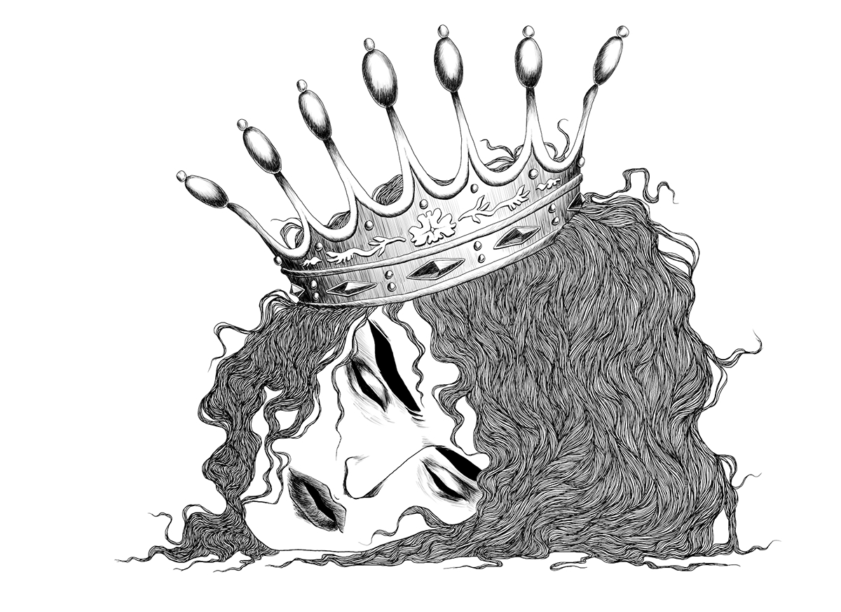 horror people faces hair crown king