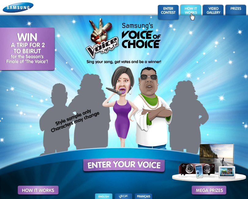 Samsung application contest Singing  Voice songs avatar gallery videos voting grand prize smart tv galaxy Competition