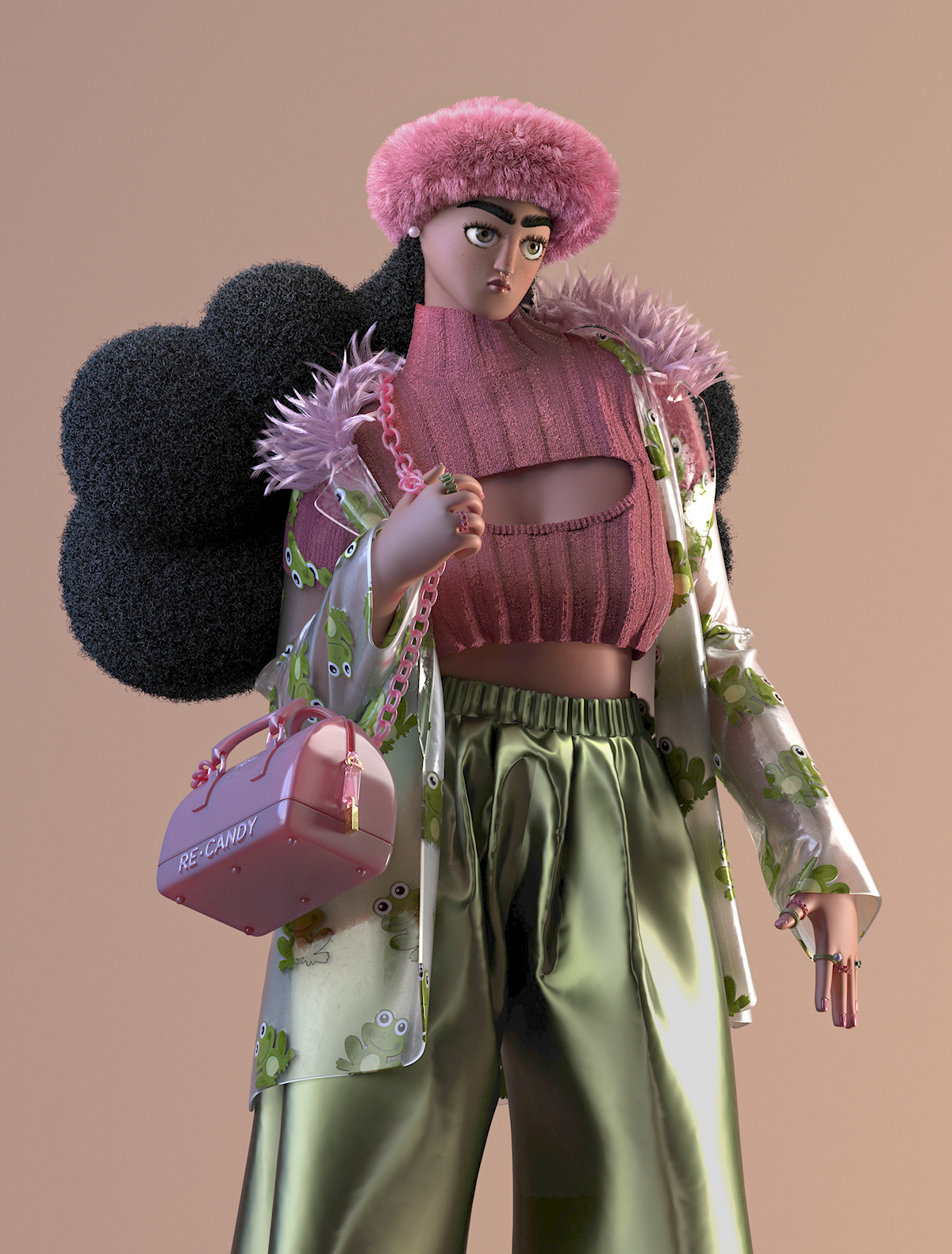 3D abstract Character Clothing Fashion  hair marvelous product design  Render Style