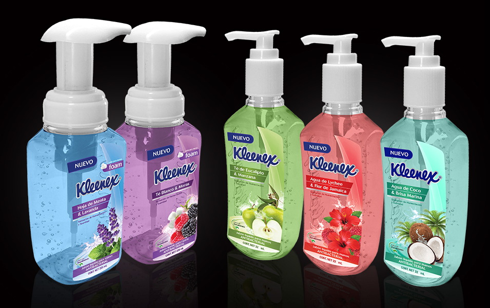 dirección de arte empaque jabon Jabón liquido Manos limpieza kleenex Foam soap liquid soap new