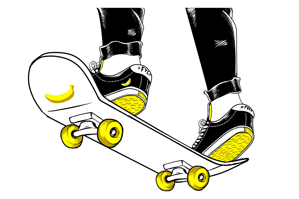 sneaker brand artwork skate shoes banana Tshirt Design