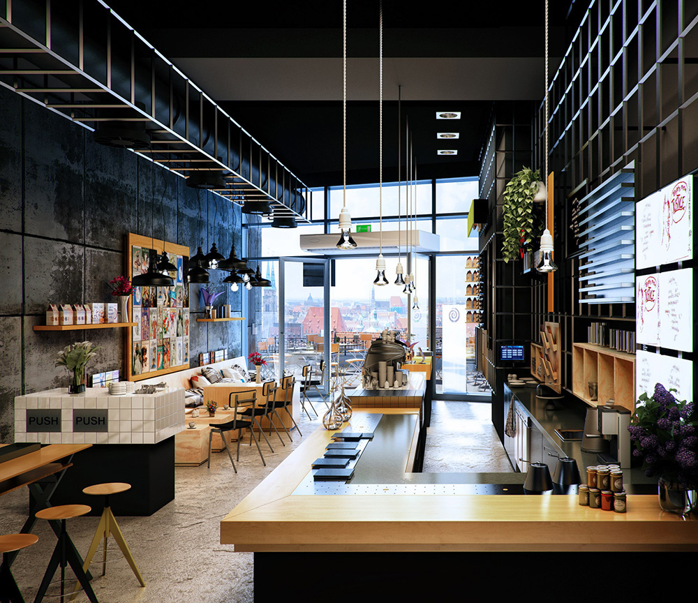 Interior Visualization Render Cafe design restaurant design