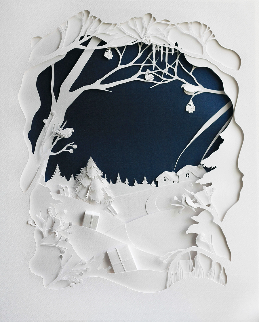Christmas new year 2015 fairy-tale snow paper-cut winter jewelry luxury gifts Holiday forest