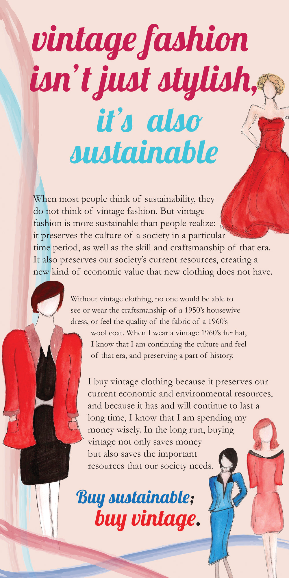 environmental Sustainability fashion illustration Collaboration print green watercolor