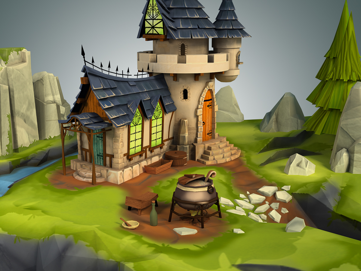 Castle unity asset environments Games stylized fantasy lowpoly LOW poly toon grass rocks mountains