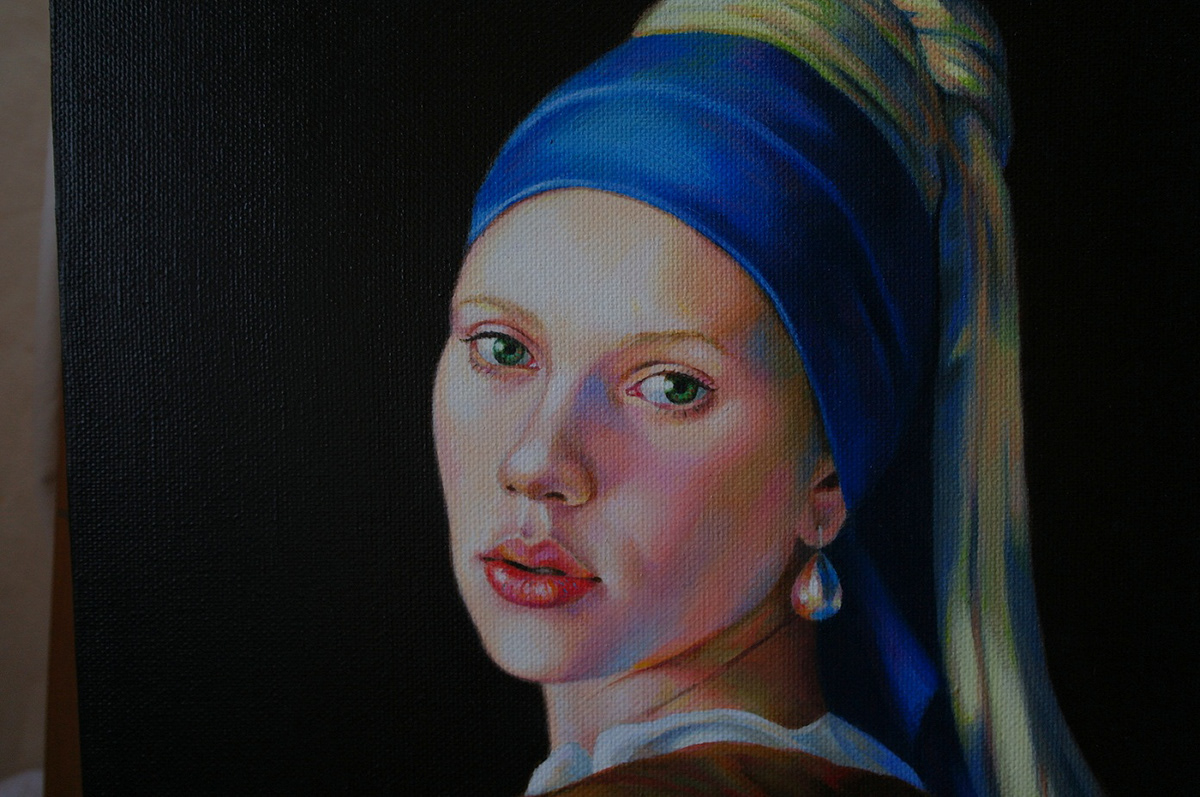 classic art vermeer pearl earring scarlett johansson Dutch Painting Oil Painting Portraiture oil portrait Cinema Celebrity