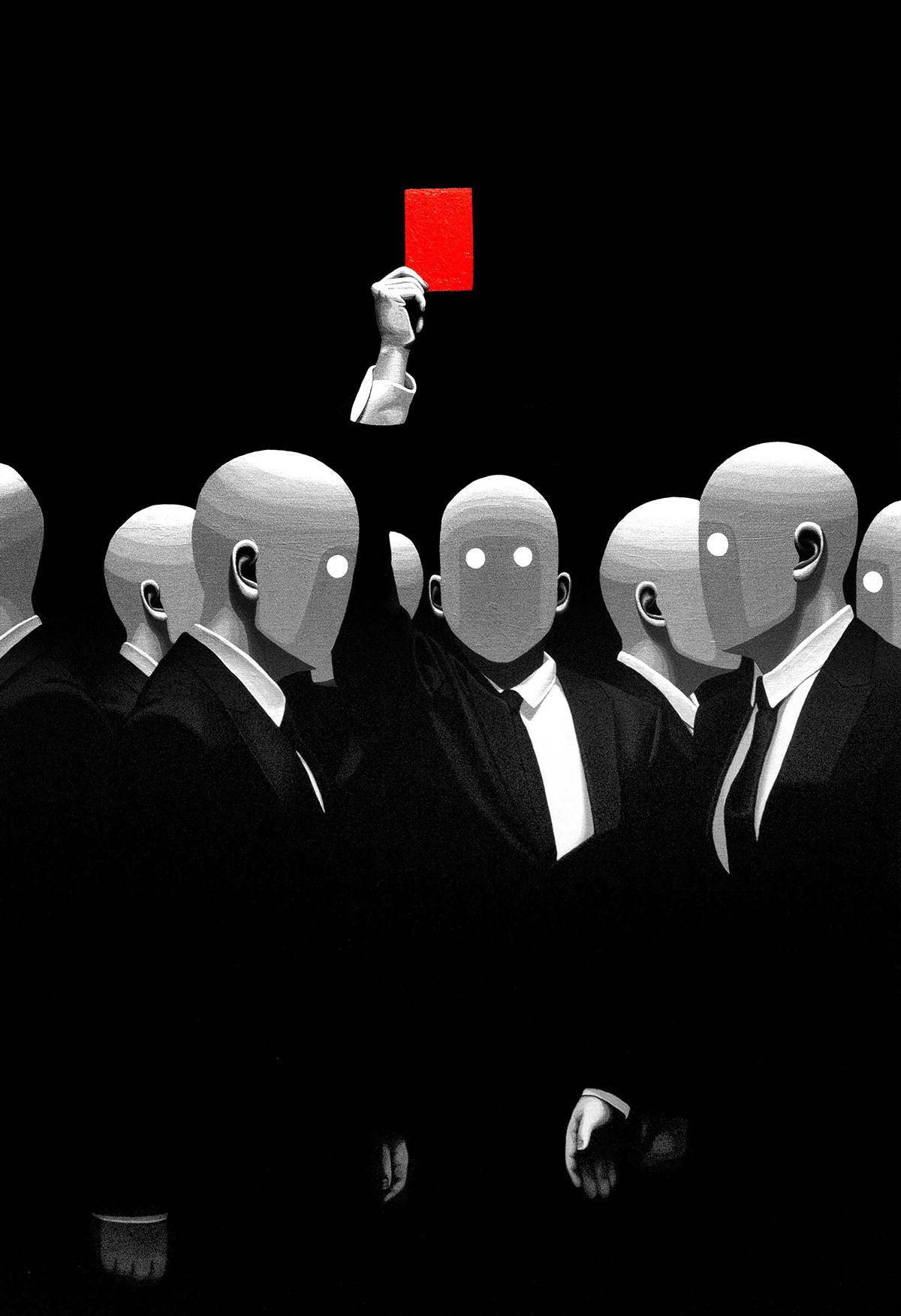 people human society black and white acrylic ILLUSTRATION  satire problem surreal redcard