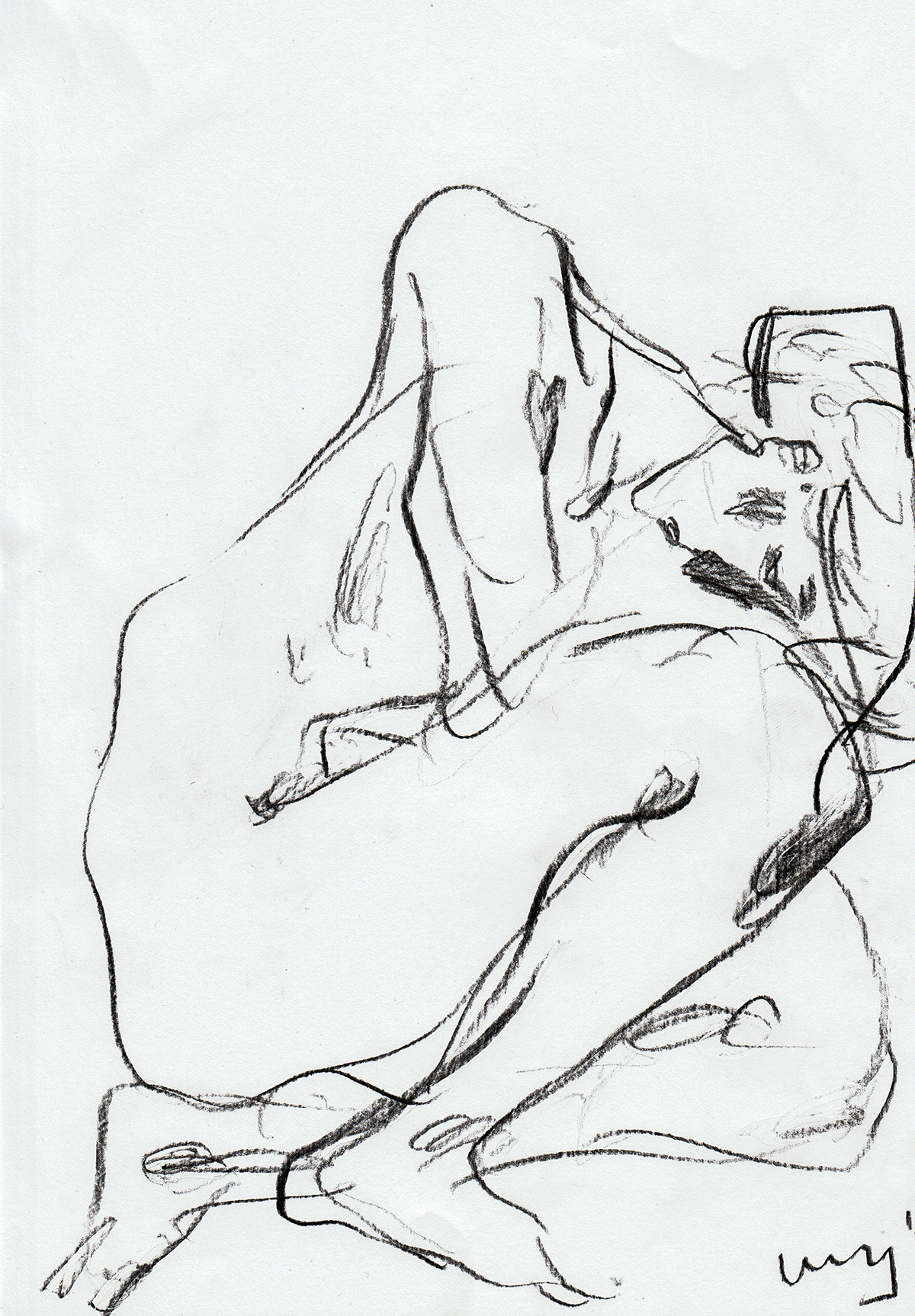 nude naked woman portrait Drawing  sketch art nu art nude figure erotics Nude Model