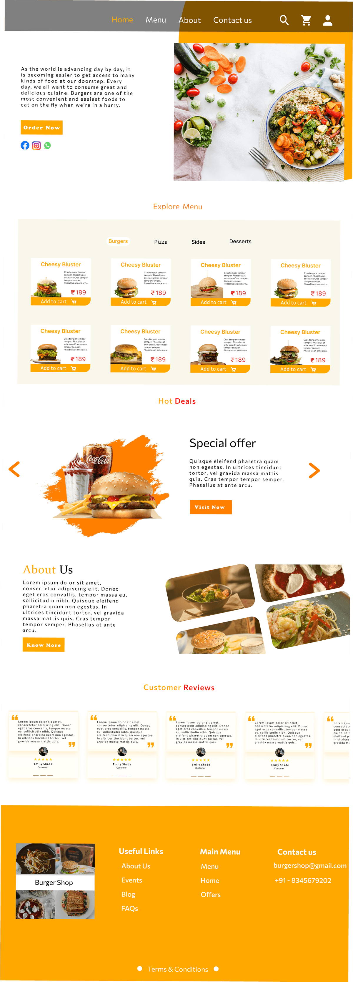 shop burger uiux design menu fastfood restaurant Food  Social media post