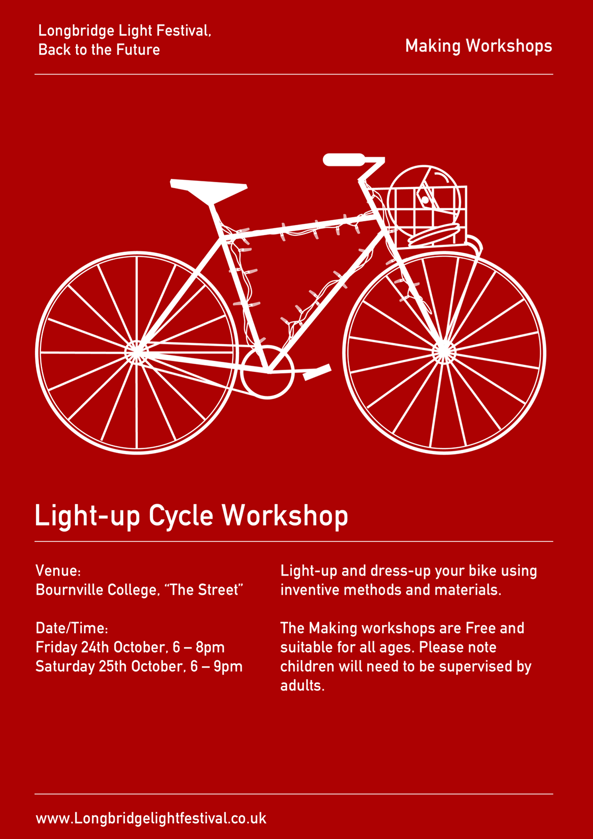 Workshop icons poster facepanting animate light festival Bournville lantern ohp Projector Bicycle Bike futuristic Scifi