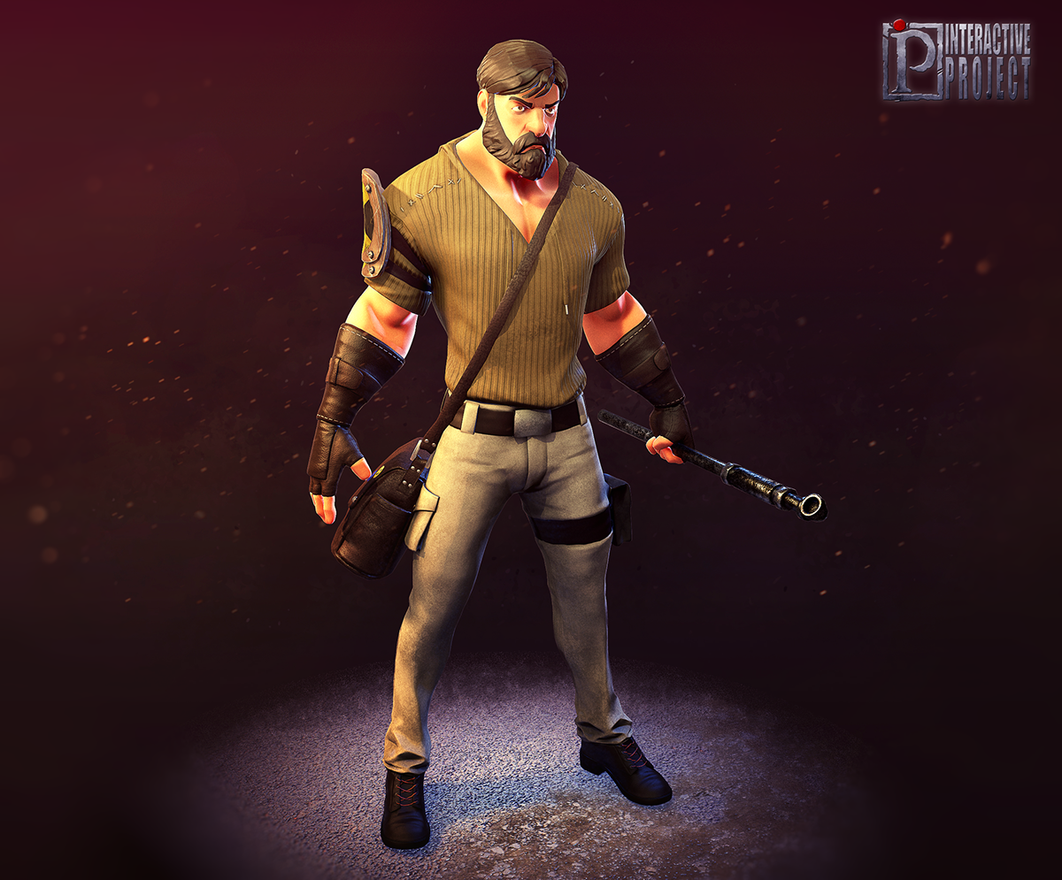 Post Apocalyptic Character cartoon Zbrush Sculpt Low Poly in game real time