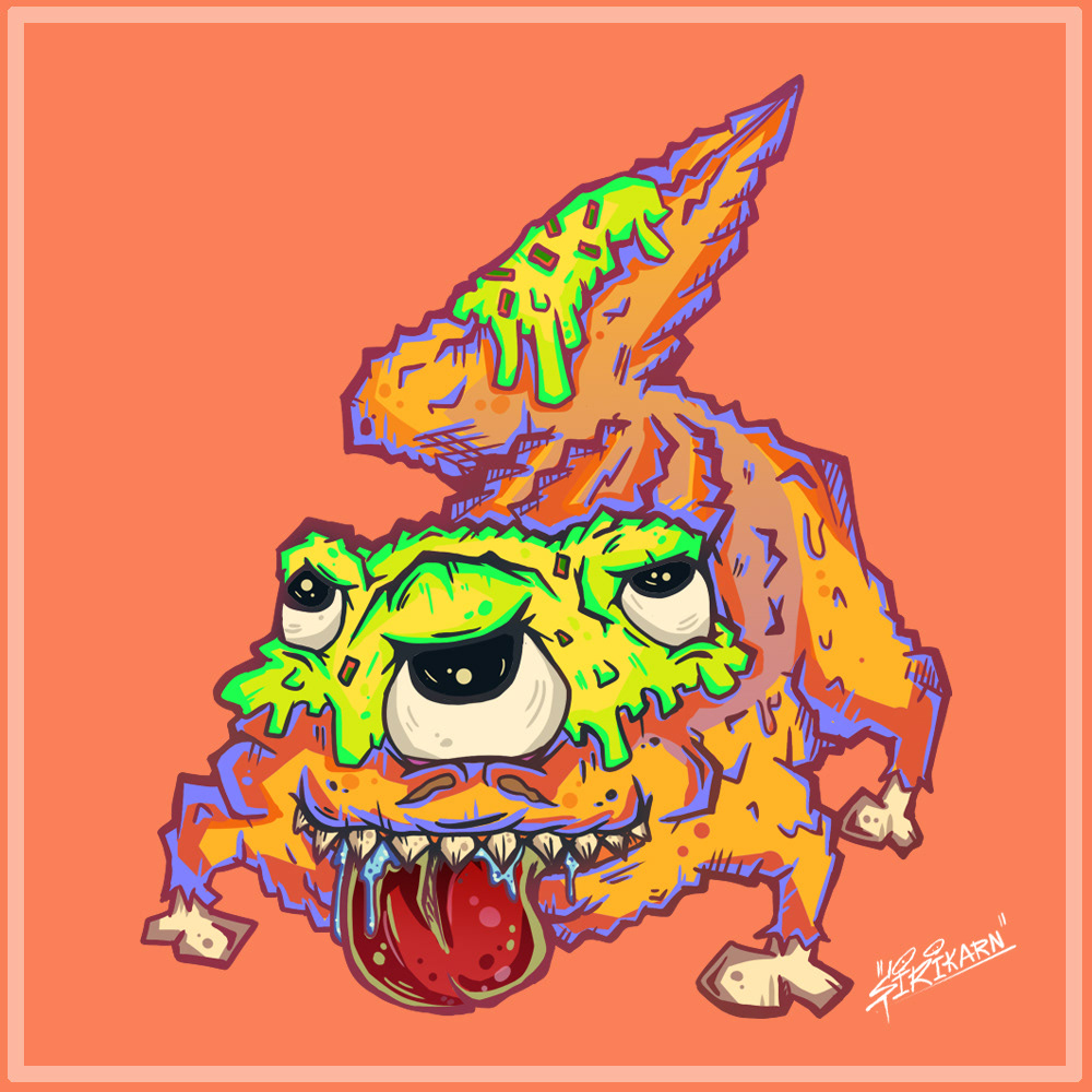 art artwork cartoon Character Character design  Digital Art  Food  ILLUSTRATION  junkfood monster