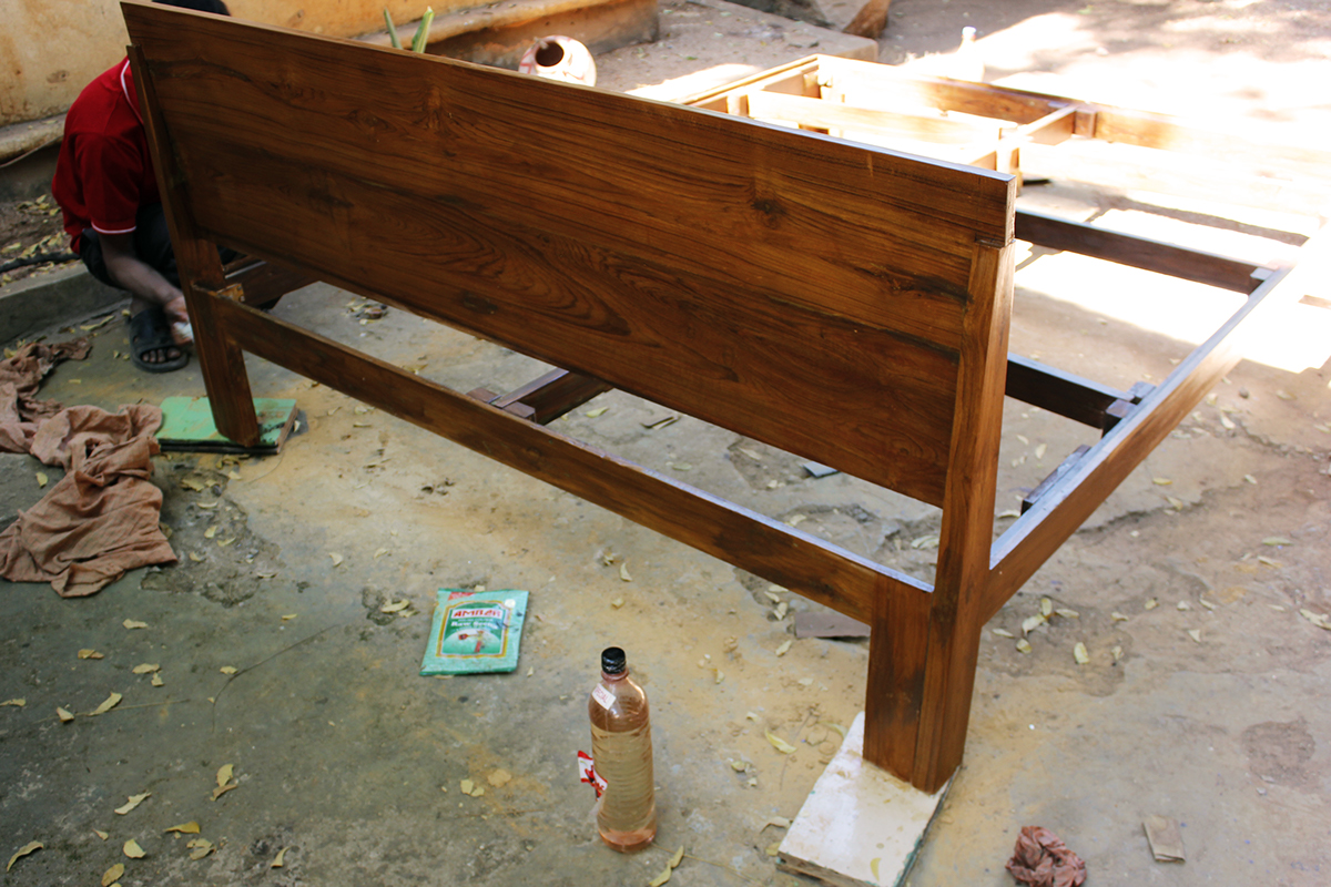 teak wood bed reclaimed wood upcycle headboard contemporary