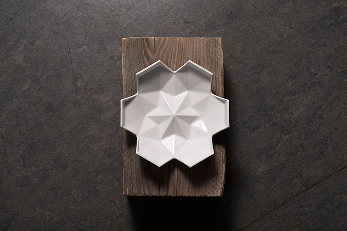 origami  porcelain bowl ashtray cubism snow White art ceramics  polygon