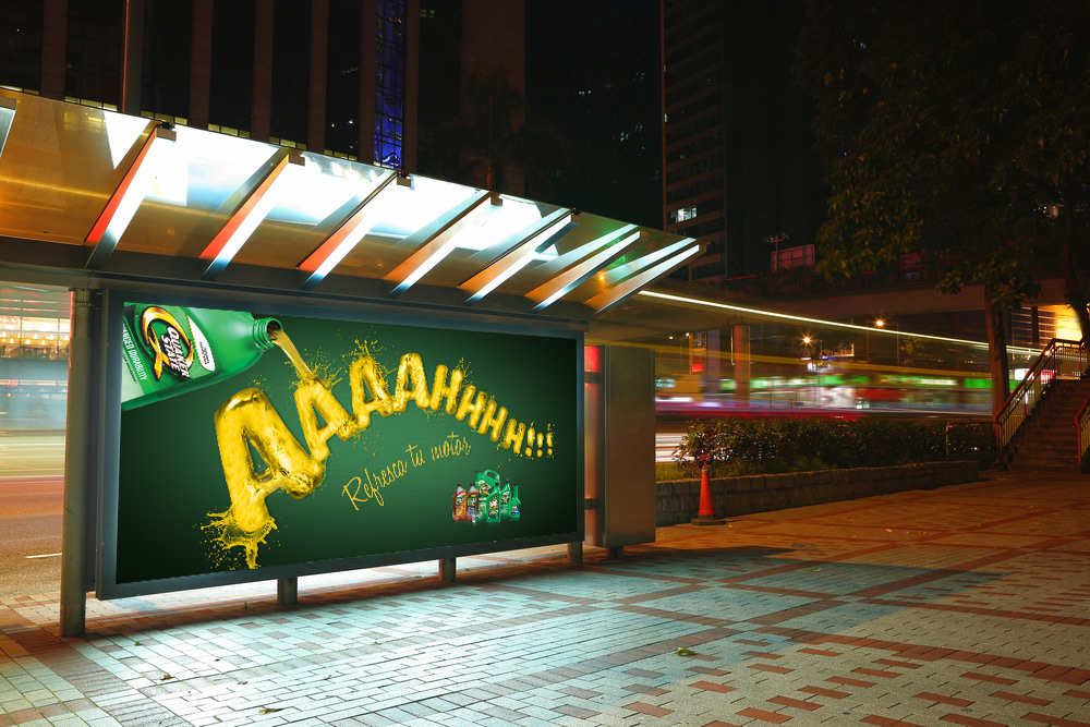 quakerstate quaker state print art green letter oil car creative ads 3D Honduras