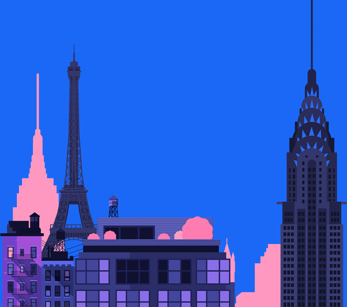 Paris newyork city nyc book 2D animated frukta tomin eiffel tower Manhattan Brooklyn Ps25Under25