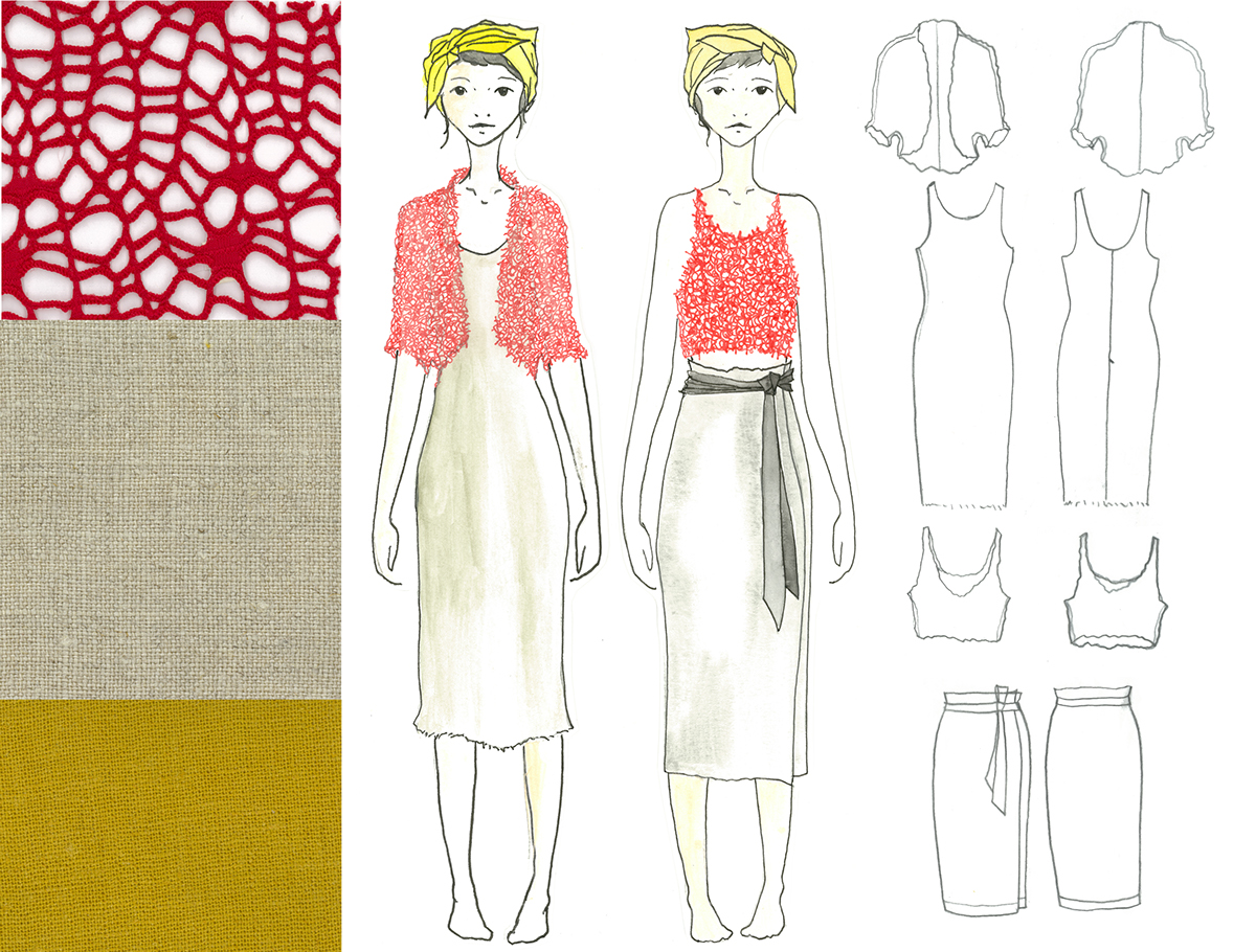 block printing concept design fashion illustration Lookbook