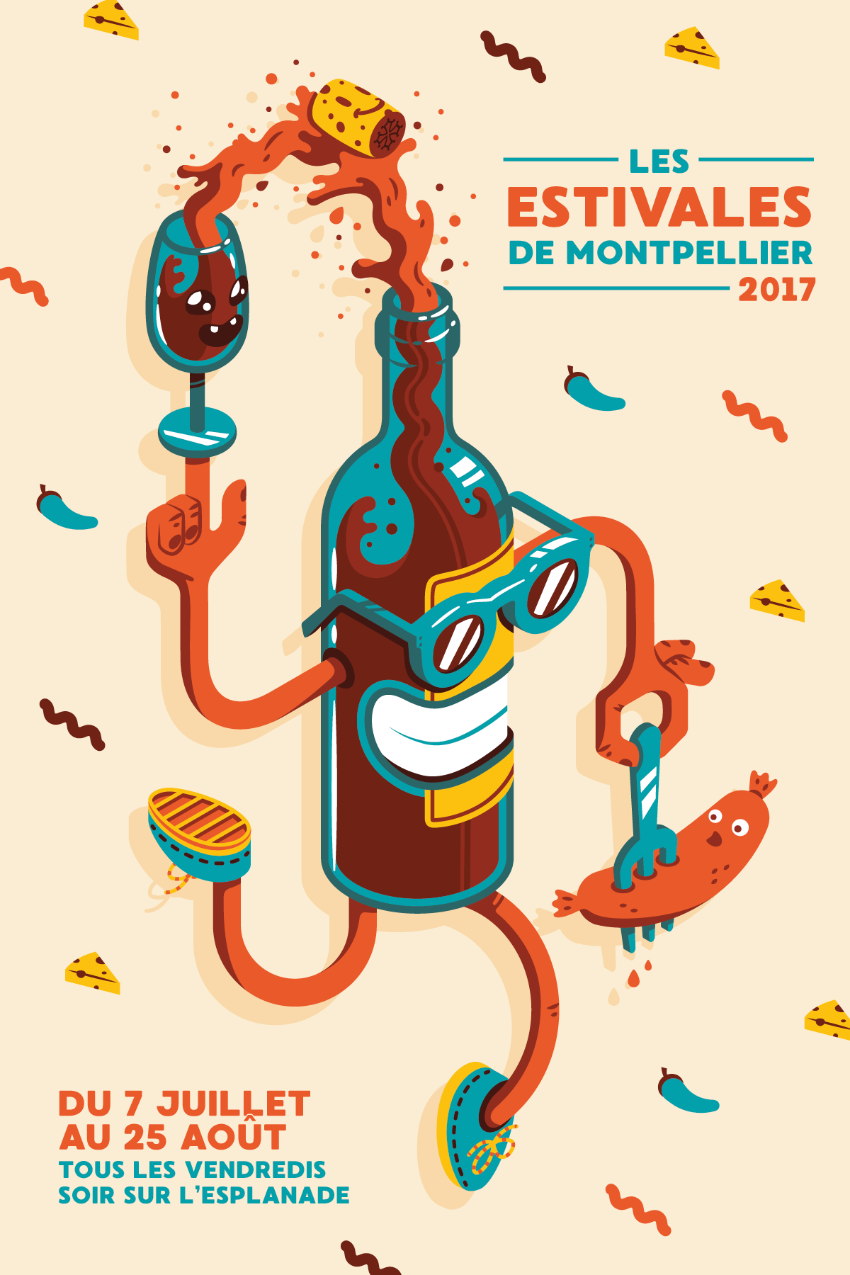 poster ILLUSTRATION  wine Fair Character thierry fousse drink Food  bottle