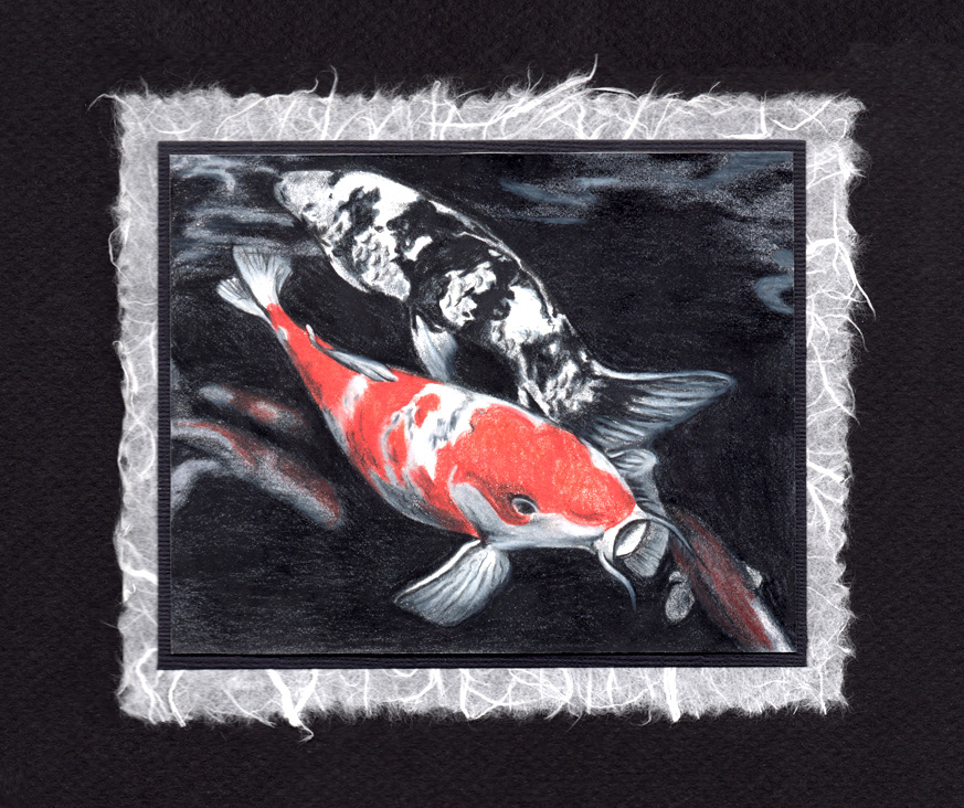 rendering japan black and white prismacolor pencil prismacolor marker red texture glass stone metal fish fabric