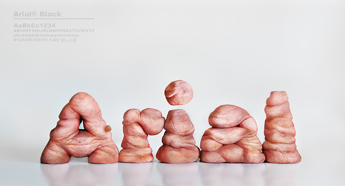 Adobe Portfolio clay arial sculpture helvetica fat skin deformation experimental