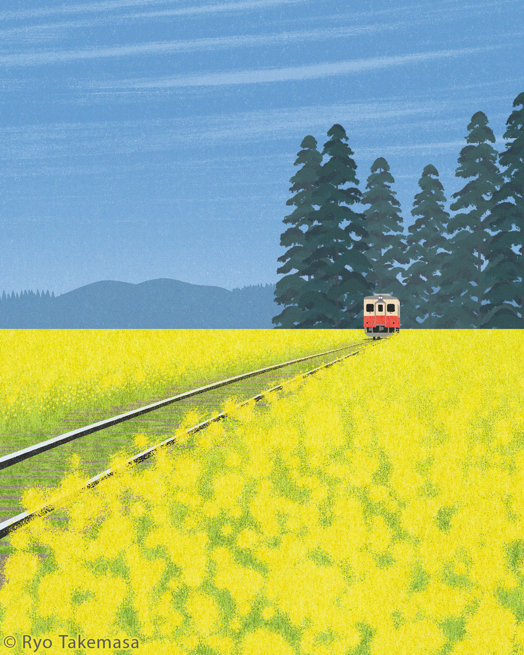Landscape Nature Travel spring Flowers japan railway train countryside field