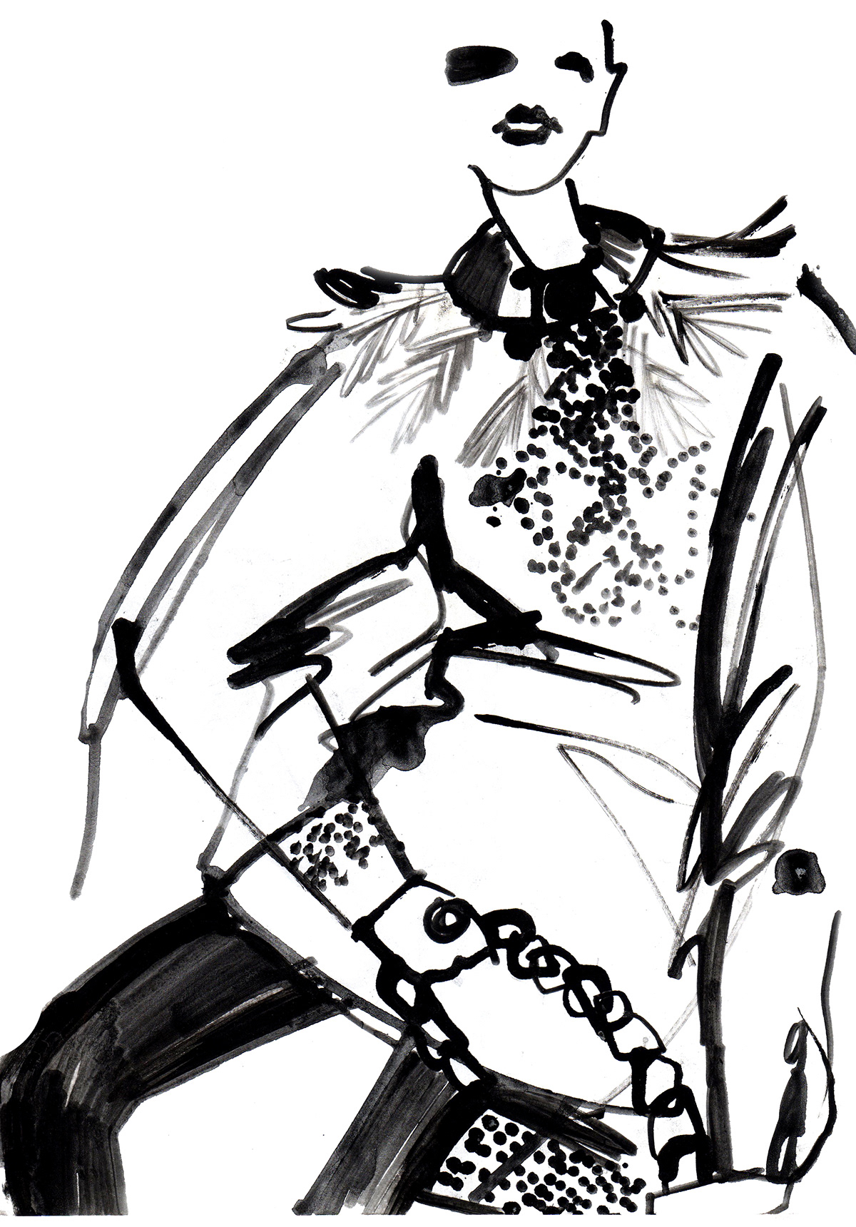 Fsshion illustration  иллюстрация моды  наброски журнальные зарисовки  фломастер  