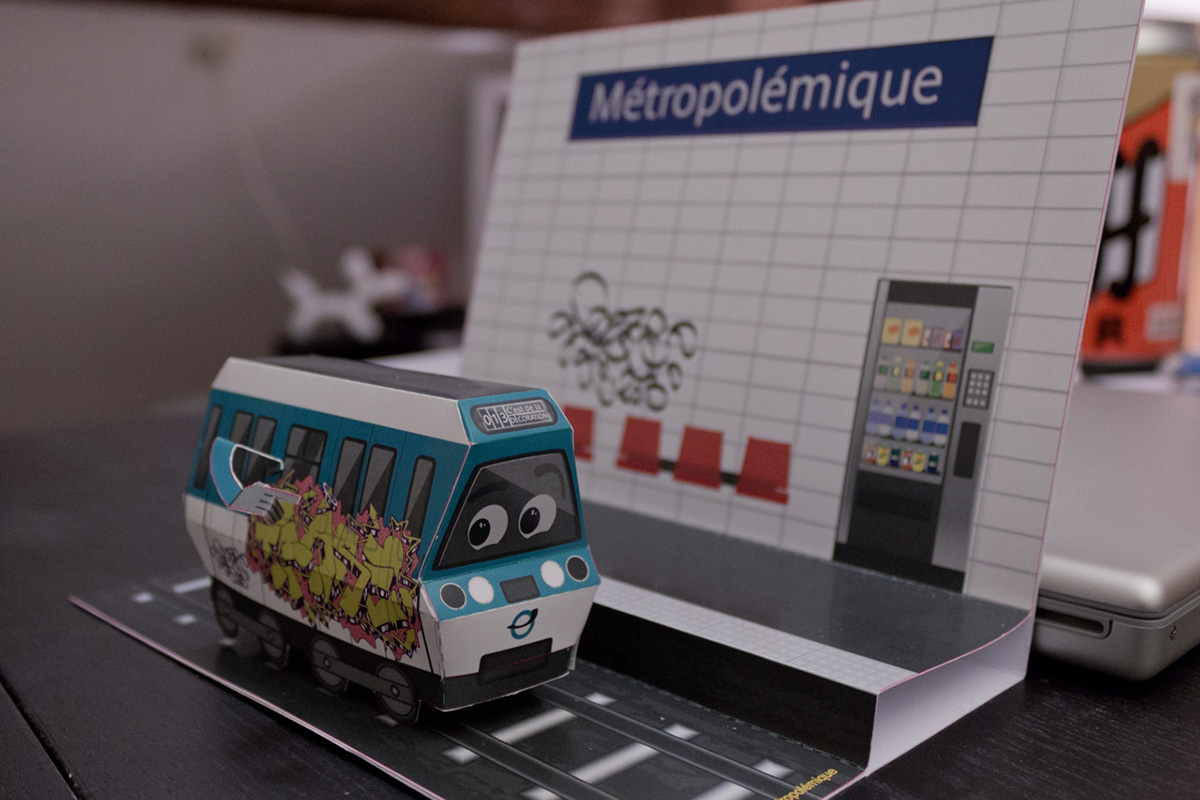 paper toy paper toy cartoon metro train Illustrator vector tag graff ratp Paris fraze métropolémique subway
