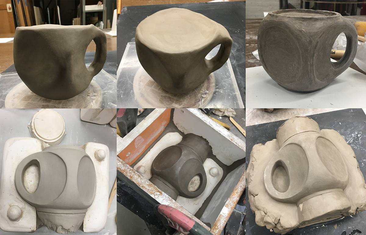 slipcast cup design glaze geometric circle square mold Production ceramics 