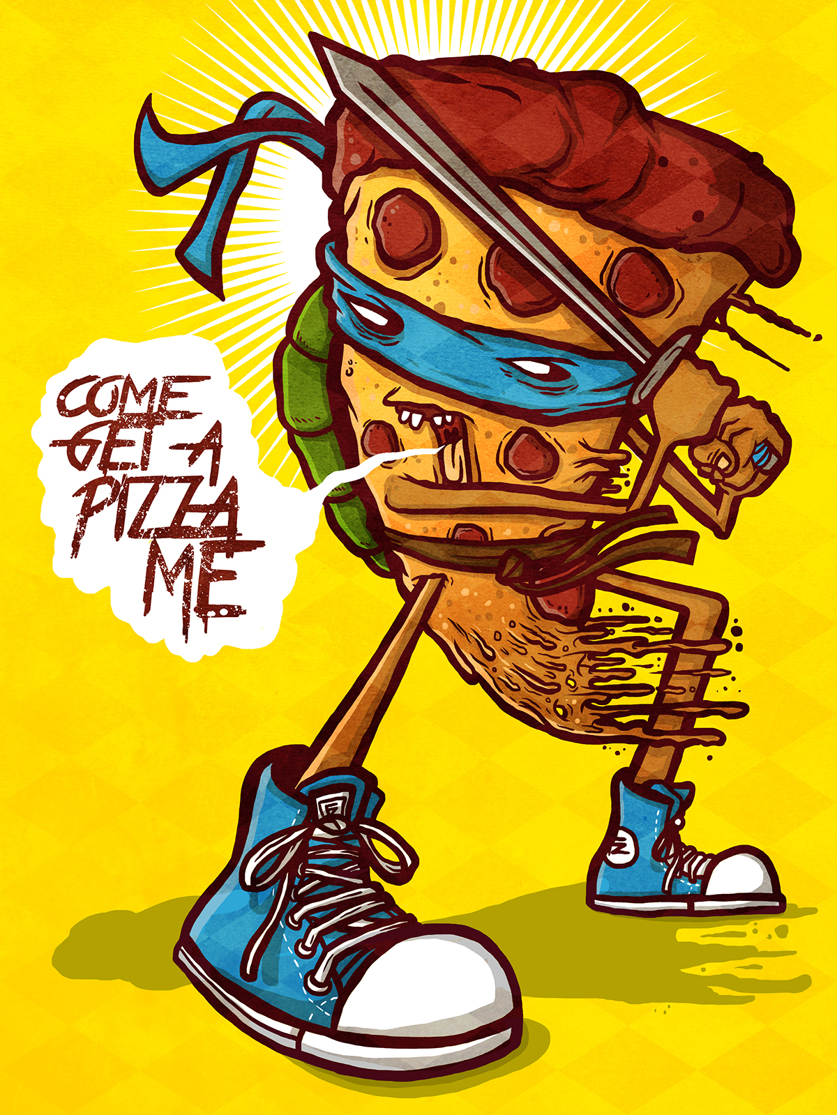 Pizza TMNT Ninja Turtles photoshop Illustrator cartoon Cartoons 90s Leonardo