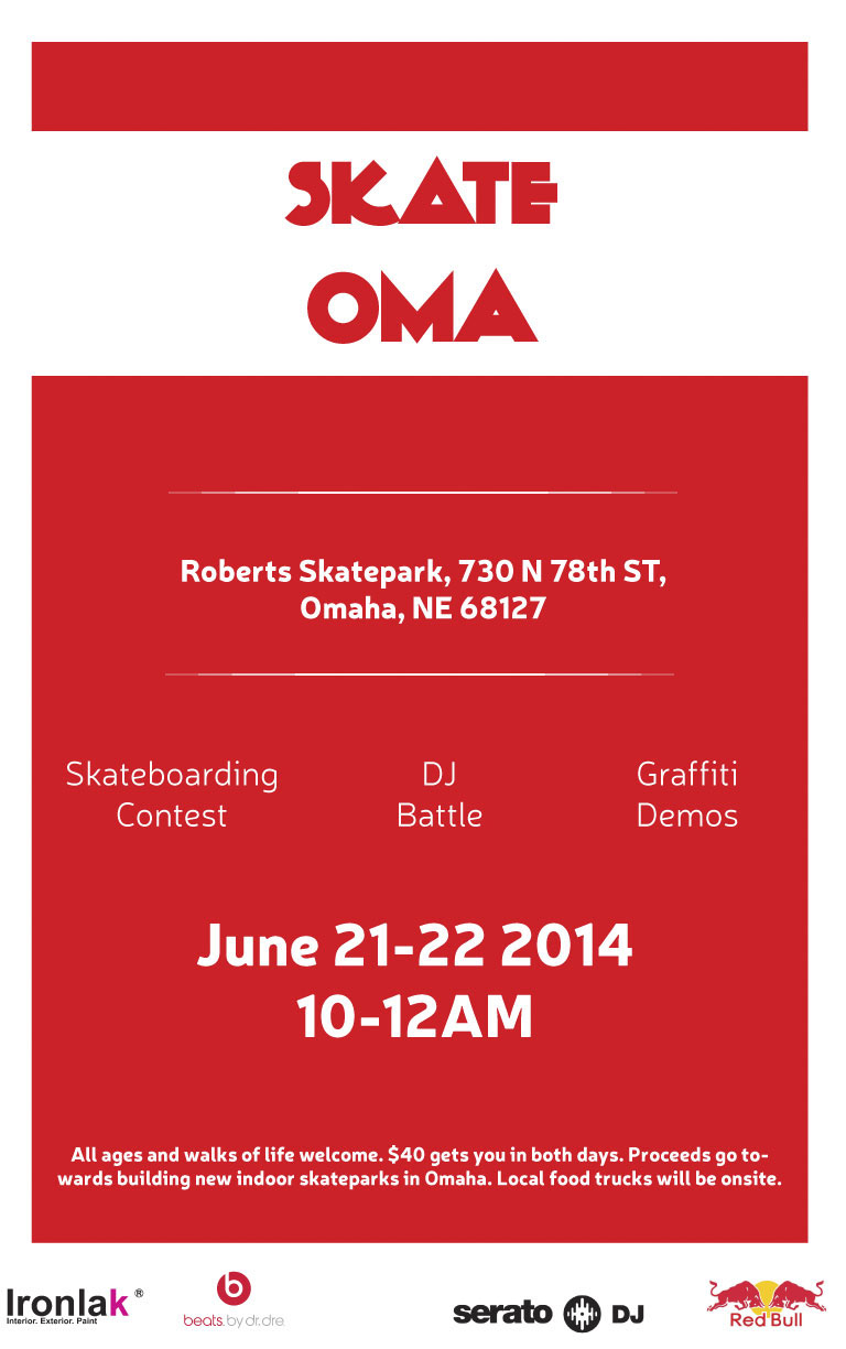 skate OMA Nebraska poster red series posters