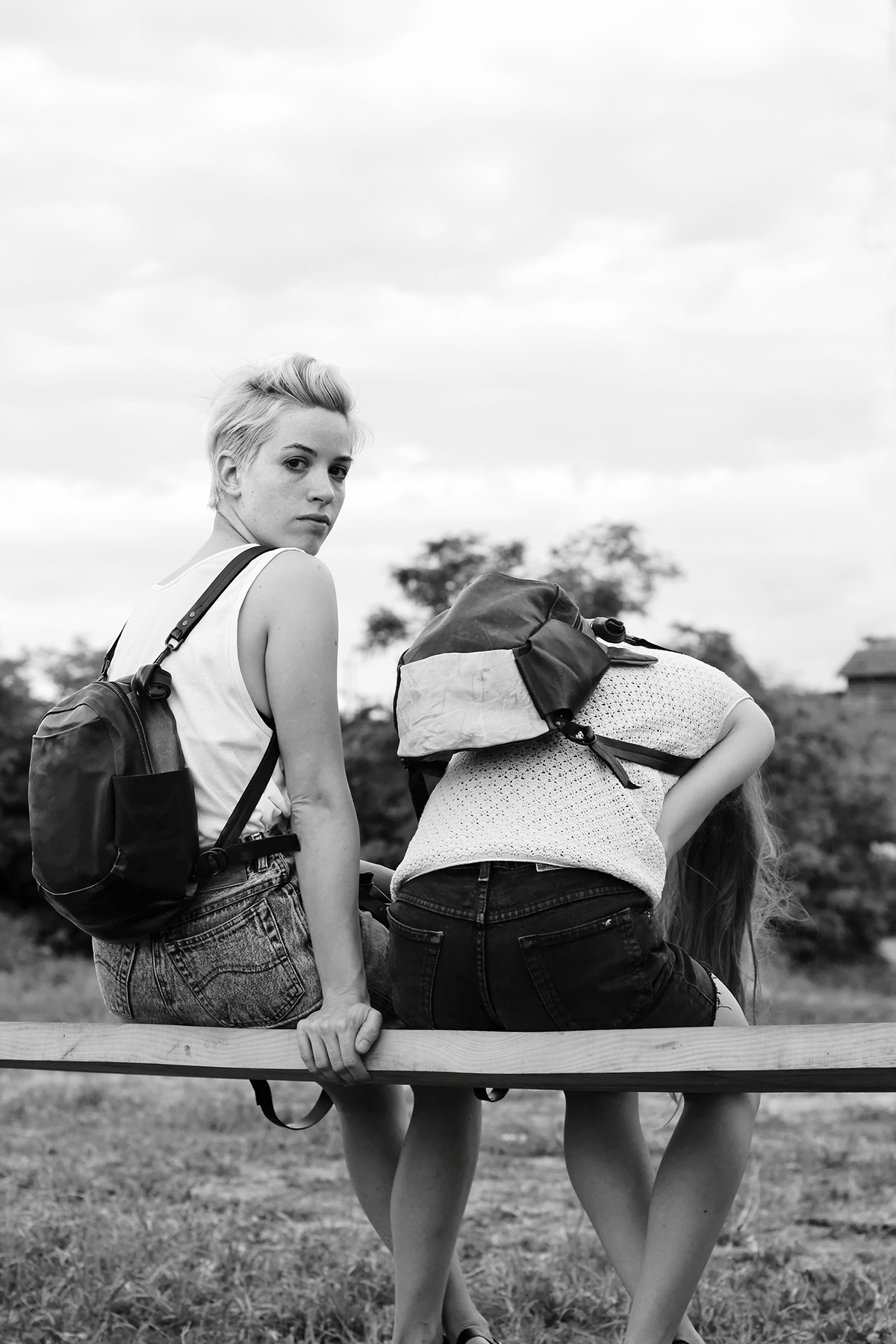 Backpacks black and white Fashion  fashion photography ford taunus analog film photography