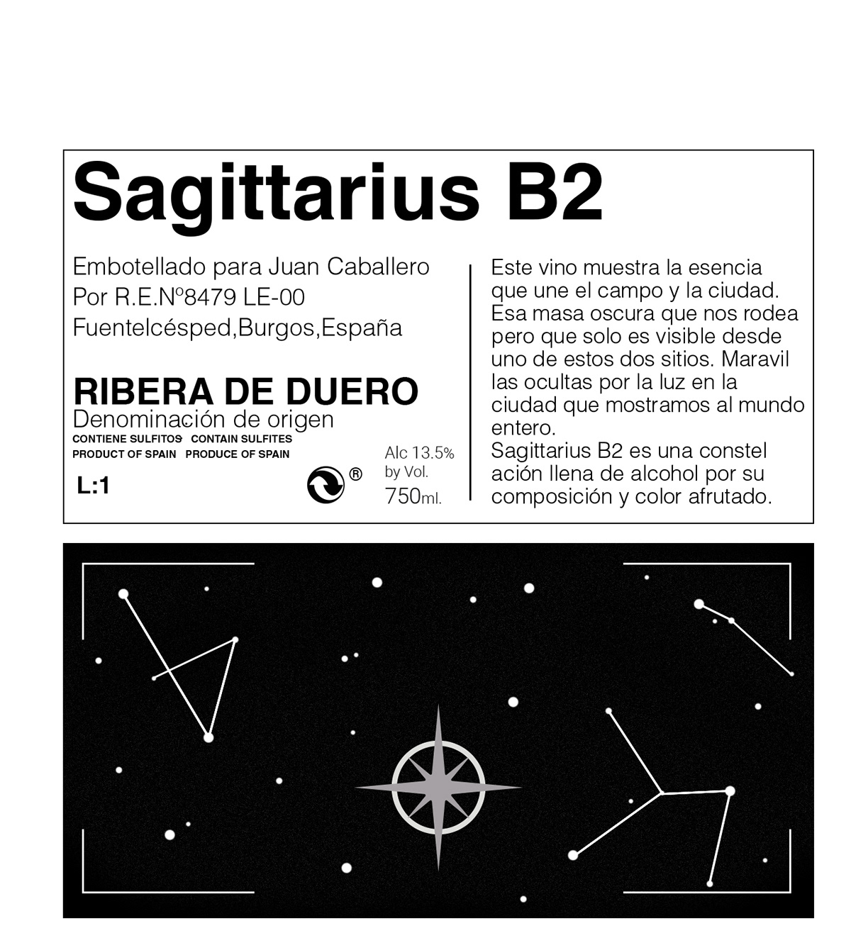 Space  wine Label sticker sagittarius alcohol galaxi design star univers