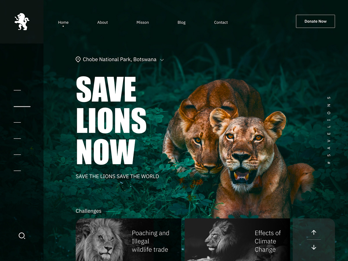 creative design landing page modern save lions website UI ui ux user interface Website Design website header