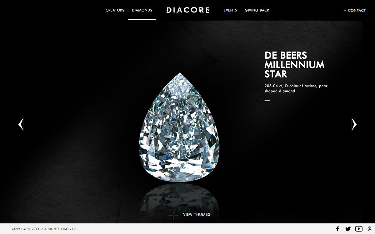 Diacore diamond  clean sleek Jewellery jewelry Web UI ux html5 css3 Responsive Gems